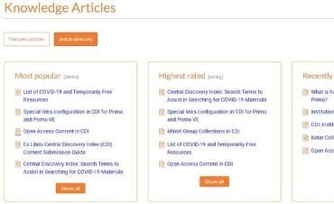 CDI knowledge articles, central discovery index